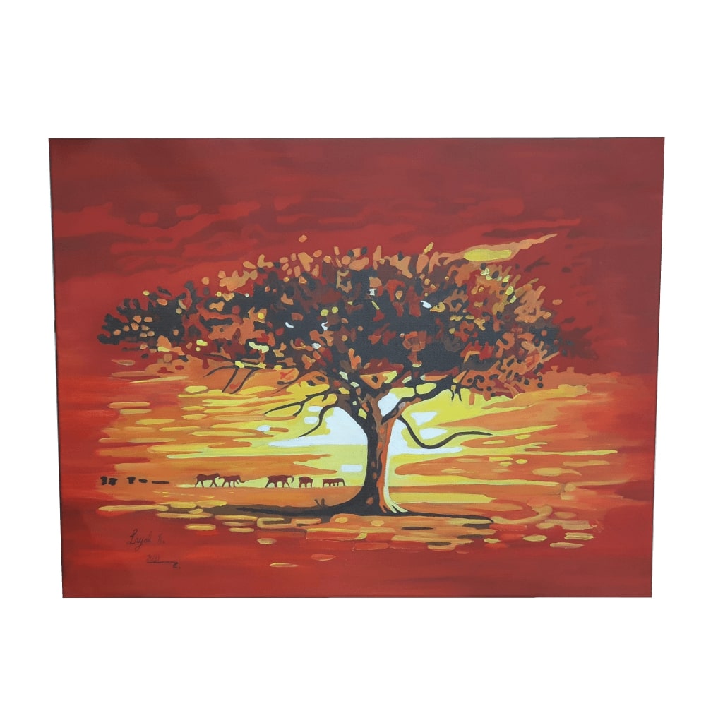 Tableau coucher de soleil africain